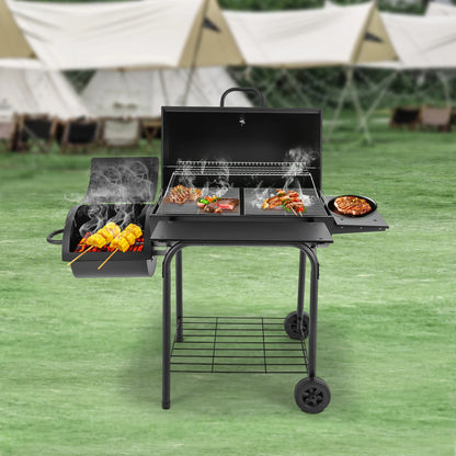 Houtskoolbarbecue – Grote BBQ – Buiten Grill – Kolenbarbecue – Tuinbarbecue – Hoogwaardig Legeringsstaal – Verstelbare Warmte - QUORE