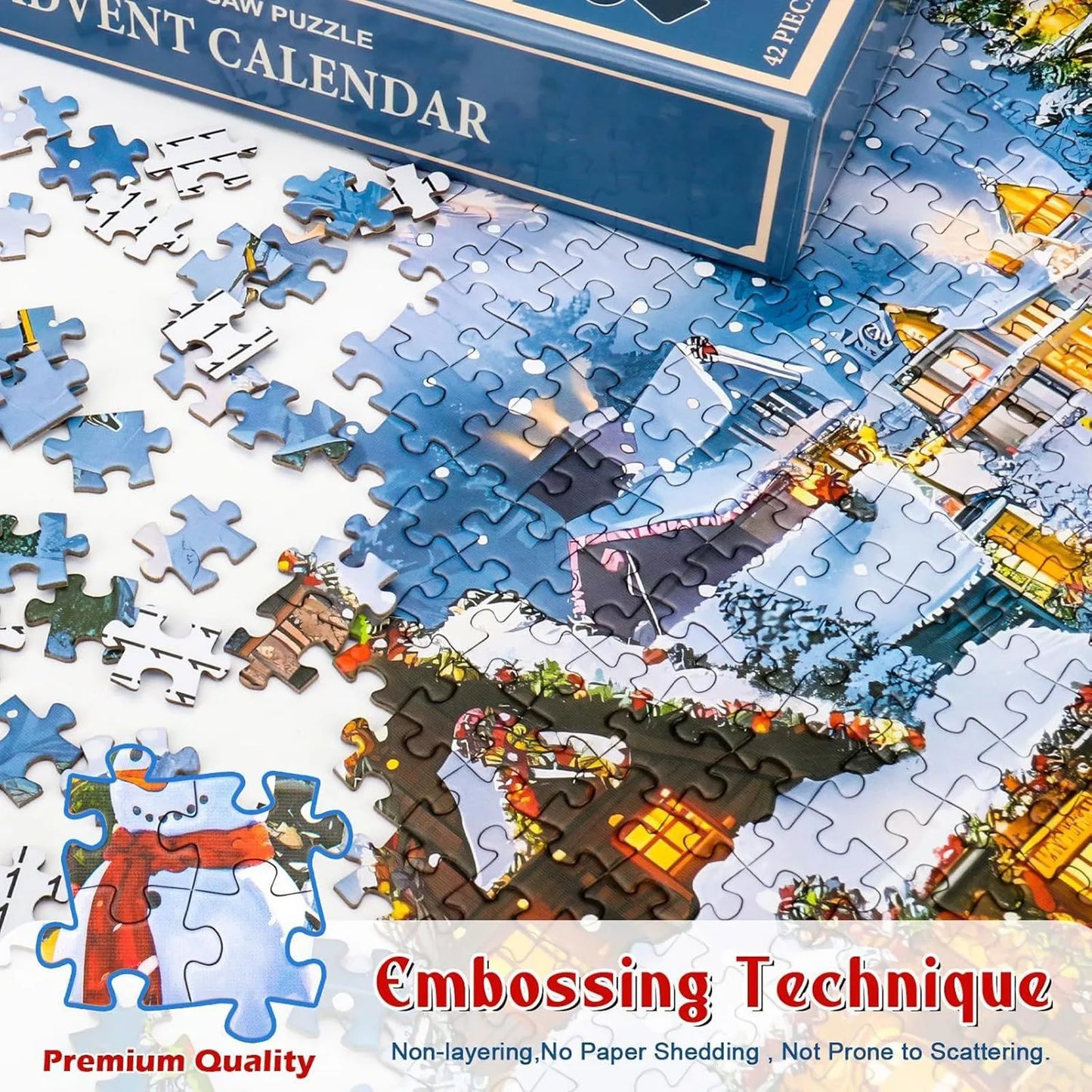 Advent calendar - Advent calendar puzzle - 1008 pieces - Card blind box - Christmas countdown puzzle - Children's Christmas gift - Toys - Play set