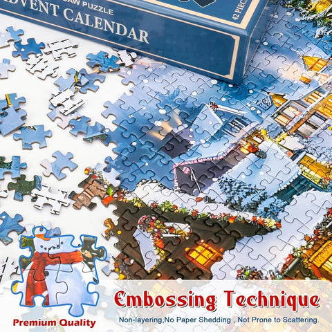 Adventskalender - Adventskalender puzzel - 1008 stukjes - Kaart blind doosje - Kerst aftelpuzzel - Kinder Kerstcadeau - Speelgoed - Speelset