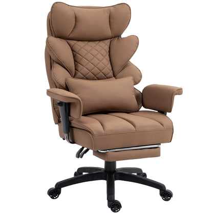 Ergonomische Bureaustoel - Loungestoel - Gamingstoel - met Pocketvering - en Lendensteun - Verstelbare Hoge Rugleuning - Comfortabele Kantoorstoel - met Armleuningen - Draai- en Roldesign - Voor Gaming & Thuiswerken - Bruin