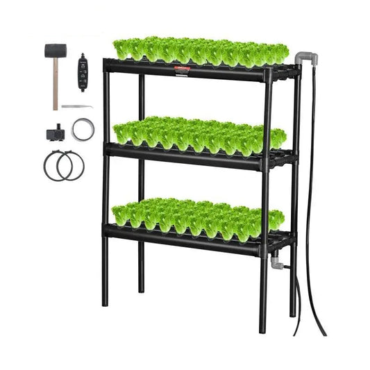 Hydrocultuur -Hydrocultuursysteem - Kweektafel -Hydrocultuurvoeding - Moestuintafel - Hydrocultuurkweeksysteem - 72 plaatsen 2 lagen - met watertimer manden en sponzen
