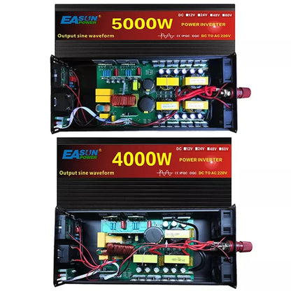 Omvormer – Spanningomvormer – Stroomomzetter – Converter – Zuivere Sinusomvormer 5000W 24V – Hoog Vermogen – LCD Display - QUORE