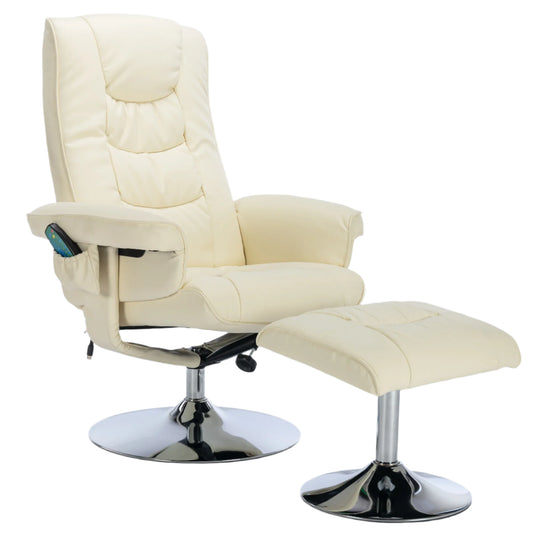 Ergonomische Stoel – Massagestoel – Relaxfauteuil – Comfortstoel – PU-Leder Bekleding – Verstelbare Rugleuning - 79 x 79 x 106 cm - Beige