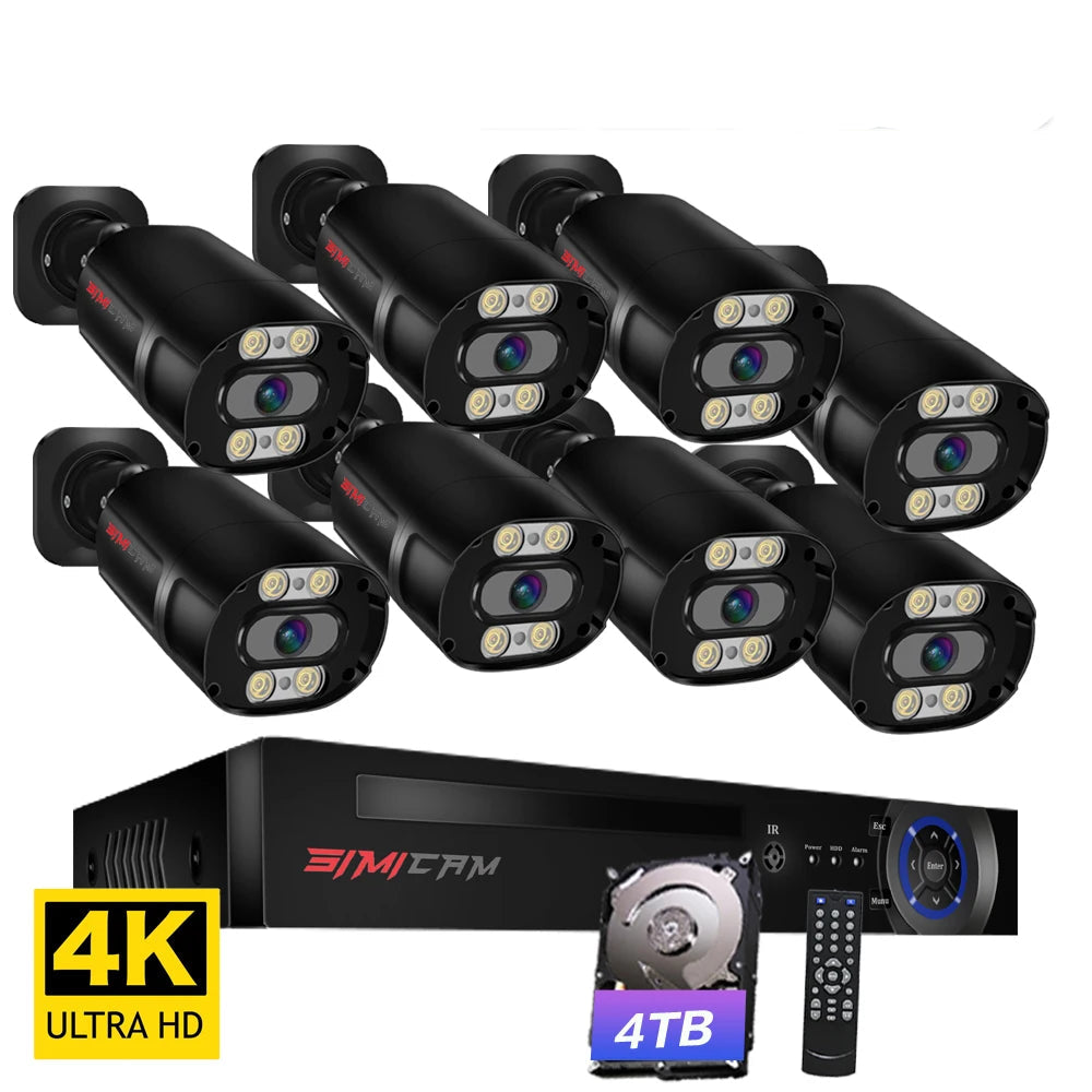 4K Beveiligingssysteem – CCTV Camera Set – Bewakingscamera – Beveiligingskit – IP Camera Systeem – 8 Camera’s – Metalen Behuizing – Kleurrijk Nachtzicht - QUORE