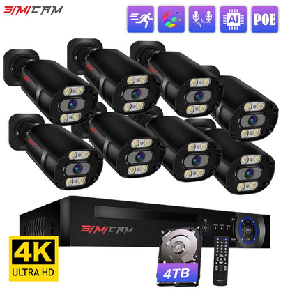 4K Beveiligingssysteem – Camerabewaking – CCTV Set – IP Camera Systeem – Surveillancesysteem – 8 Kanaals POE NVR – 4K Ultra HD Beeldkwaliteit – Kleurennachtzicht Met Audio