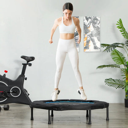 Fitness - Trampoline - Vouwbaar - Steel - Frame - Oefeningen-Buik - Cardio - Training - Ø-102-cm - Veiligheidsmat - Max-100-kg - Blauw - QUORE