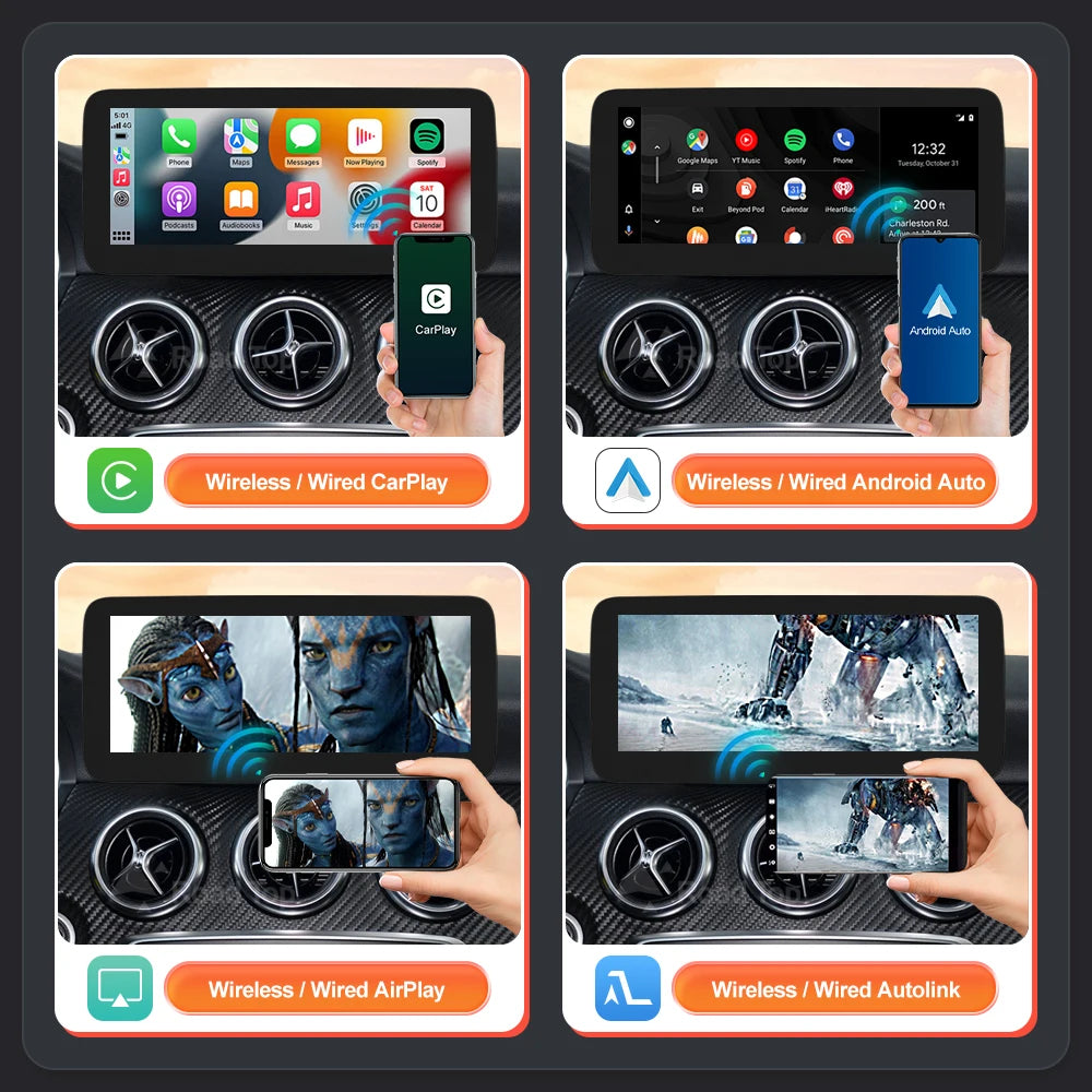 Draadloze Multimedia Display – Autoradio Scherm – Inbouw Navigatie – CarPlay Android Auto – 12,3 Inch Touchscreen – Plug & Play Installatie