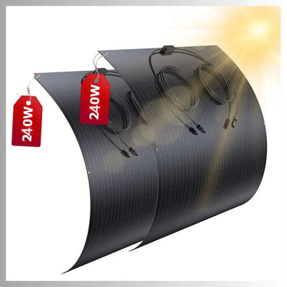 Flexibel Zonnepaneel – Ultrathin Zonnepaneel – Lichtgewicht Zonnepaneel – Mobiel Zonnepaneel – 480W Vermogen – Weerbestendig IP67 - 2 Stuks