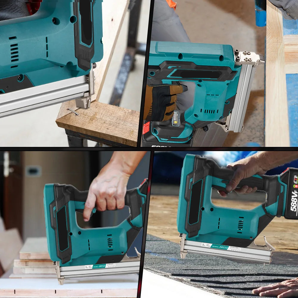 Spijkerpistool - Accu Tacker - Elektrische Tackers - Nagelpistool - Draadloos - 1022J - Nietpistool - Draadloze Spijkernagelmachine Niet Inbegrepen Accu Houtbewerkingsgereedscha - Zonder batterij - QUORE