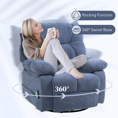 Elektrische Relaxfauteuil – Relaxstoel – Massagefauteuil – Relaxstoel Met Massage – Verstelbare Rugleuning – Warmtefunctie – 360° Draaibaar - QUORE