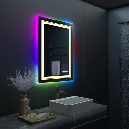 Badkamerspiegel - met Touchscreen - Wandspiegel - Montage - Frameloze - 70x90cm - Anti-condens - IP65 Waterdicht - Dimbaar - Verstelbare Verlichting - Modern Design