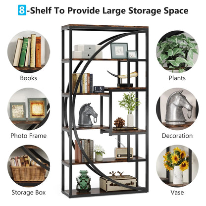 Boekenkast – Industriële Kast – Open Kast – Opbergkast – Wandkast – 8 Open Vakken – Zwart Metalen Frame