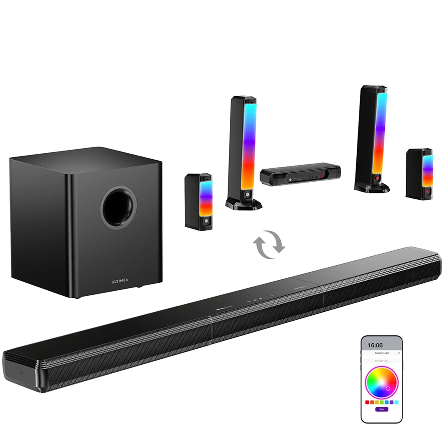 Soundbar – Draadloze Speaker – Home Cinema Geluid – Bluetooth Speaker – Surround Sound Systeem – 9.1 Kanaals Geluid – 6,5 Inch Wireless Subwoofer