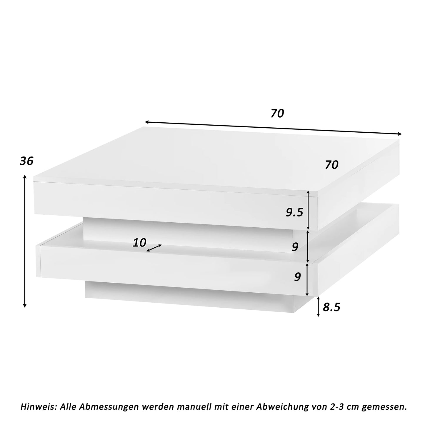 Salontafel – Witte Tafel – Moderne Tafel – Led Tafeltje – Vierkant Ontwerp – 16 Kleuren Ledverlichting – Usb Aansluiting