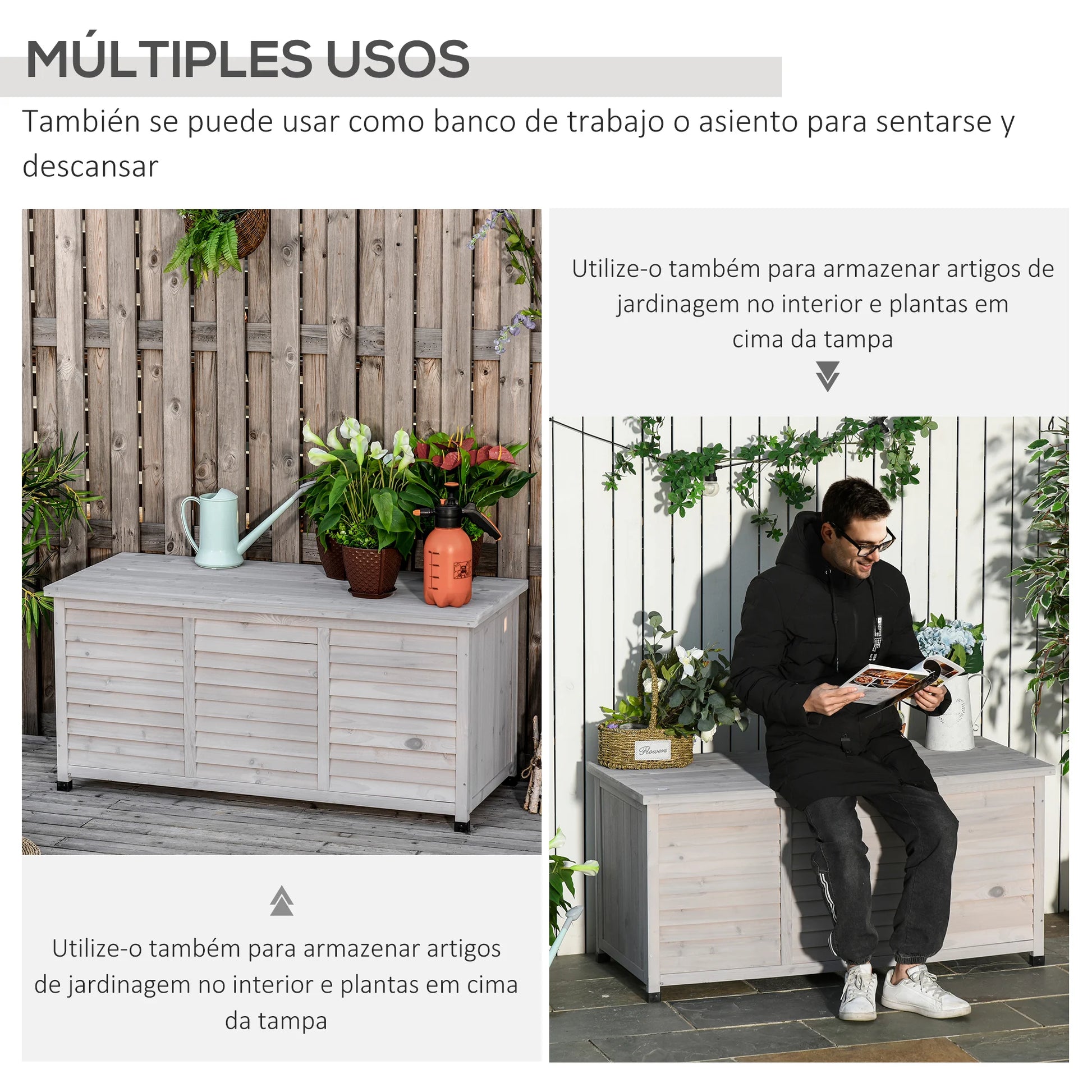 Outsunny Outdoor Storage Chest 284L Waterproof with Gray Opening Lid - QUORE