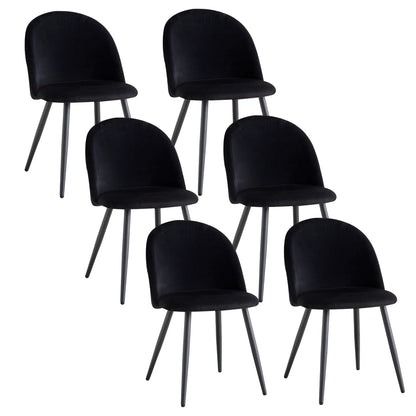 Eetkamerstoelen – Fluwelen Stoelen – Velvet Stoelen – Metalen Frame – Set Van 6 – Ergonomisch Comfort – Snelle Montage – Zwart