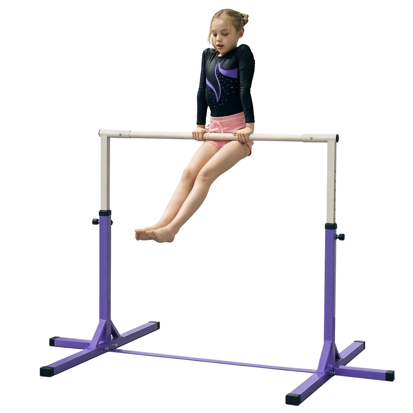 Turnrek – Klimrek – Duikelrek – Rekstok – Gymnastiekrek – Verstelbare Hoogte 92-150 cm – Stalen Frame Met Beukenhouten Stang – Antislip Voetjes