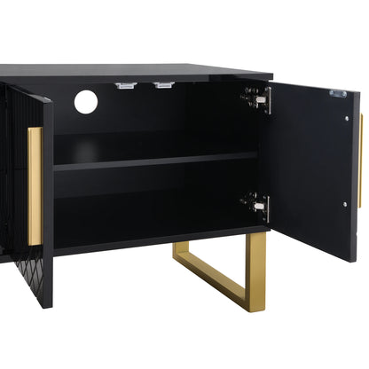 Tv-Meubel – Hoogglans Meubel – TV Kast – Woonkamermeubel – Gouden Accenten – 170 Cm Breed – MDF Materialen - Wit