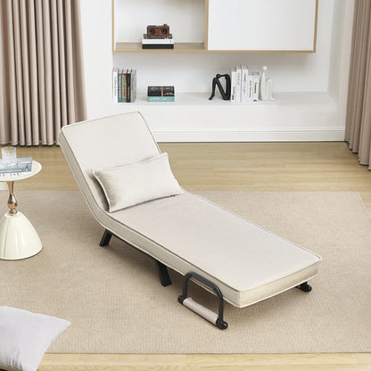 Slaapbank - Slaapfauteuil - Slaapstoel - Inklapbare Slaapbank - Opvouwbare Stoel - 3-in-1 - met Fauteuil - Linnen Bekleding - Kussen - Verstelbare Rugleuning - Grijs - QUORE