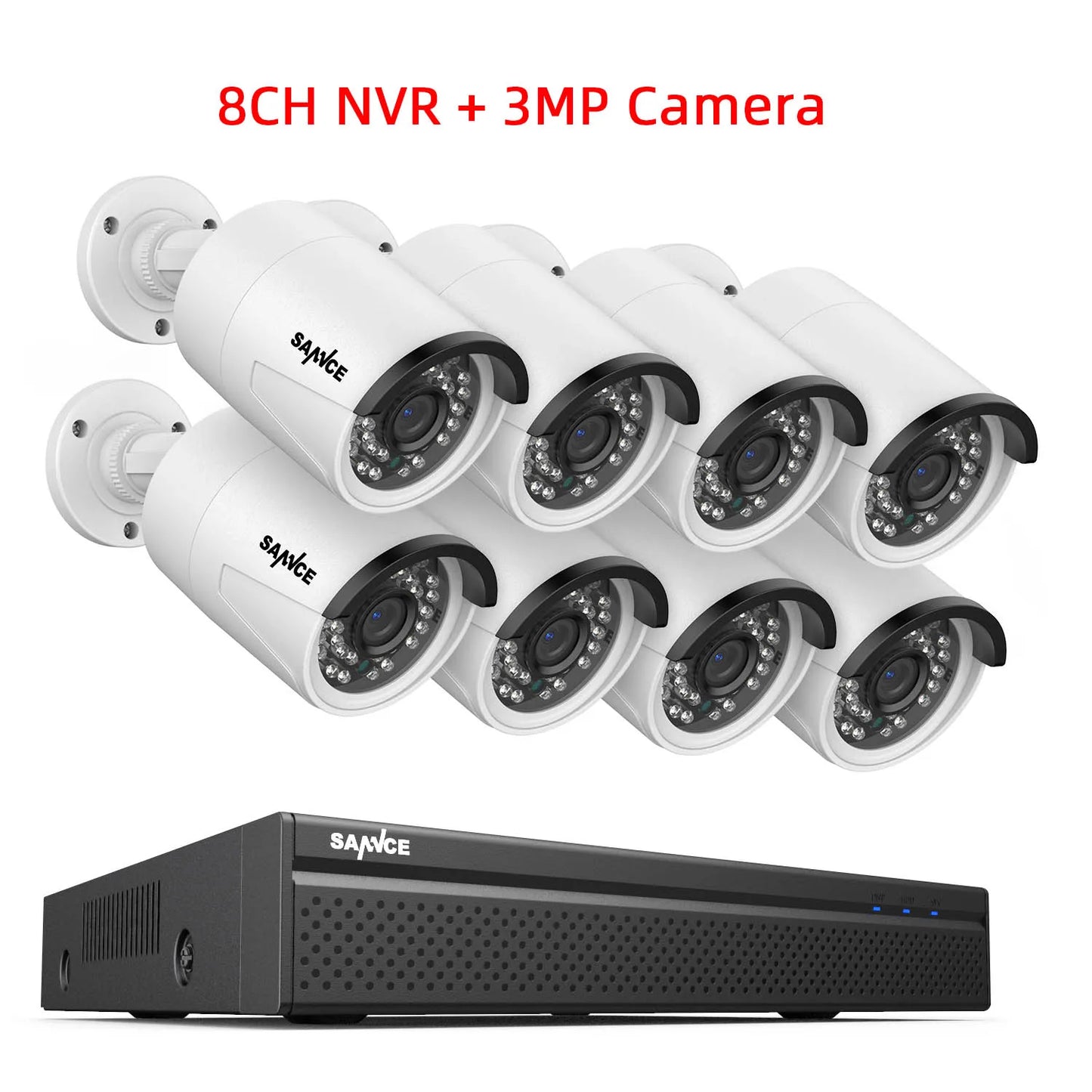CCTV Beveiligingsset – Bewakingscamera – Beveiligingscamera – IP Camera – NVR Systeem – 8 Kanaals – 3MP Resolutie – 1TB Opslag – IP66 Waterdicht – Nachtzicht 30m
