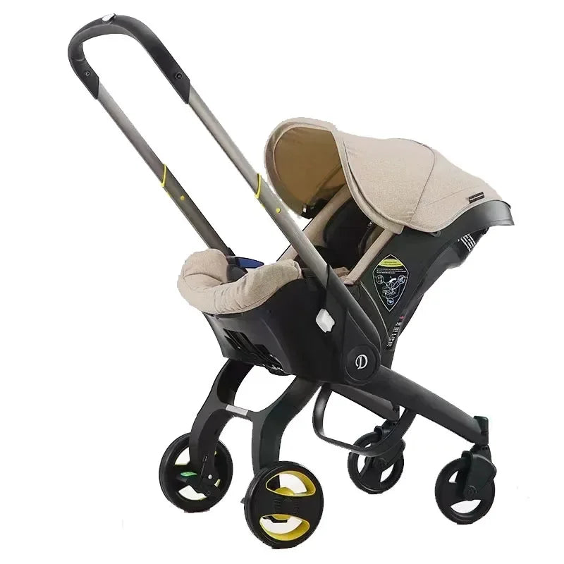 Kinderwagen - Babywagen - Wandelwagen - met Autostoel - 4-in-1 - Lichtgewicht Reisbuggy - Opvouwbaar - Veilig en Comfortabel - voor Baby's - en Peuters - Khaki