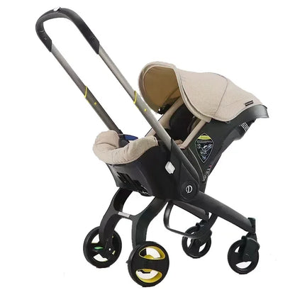 Kinderwagen - Babywagen - Wandelwagen - met Autostoel - 4-in-1 - Lichtgewicht Reisbuggy - Opvouwbaar - Veilig en Comfortabel - voor Baby's - en Peuters - Khaki