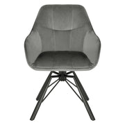 Chair - Dining Chair - Swivel Dining Chair - Ergonomic - Dining Chair with Armrests - Comfortable - Upholstered Kitchen Chair - Velvet Seat - 360° Rotation - Modern Design - 58.5x54.5x82.5cm - Dark Gray Velvet