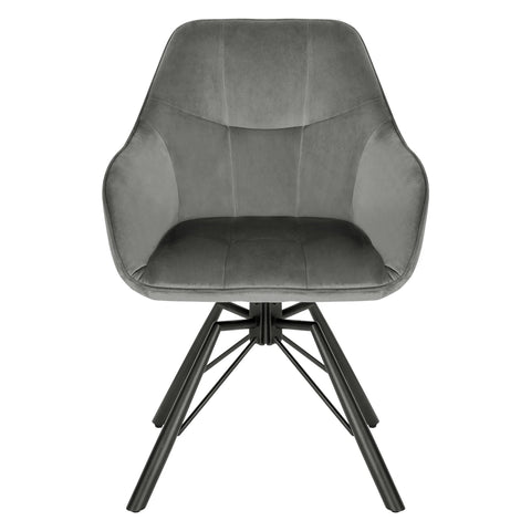 Chair - Dining Chair - Swivel Dining Chair - Ergonomic - Dining Chair with Armrests - Comfortable - Upholstered Kitchen Chair - Velvet Seat - 360° Rotation - Modern Design - 58.5x54.5x82.5cm - Dark Gray Velvet