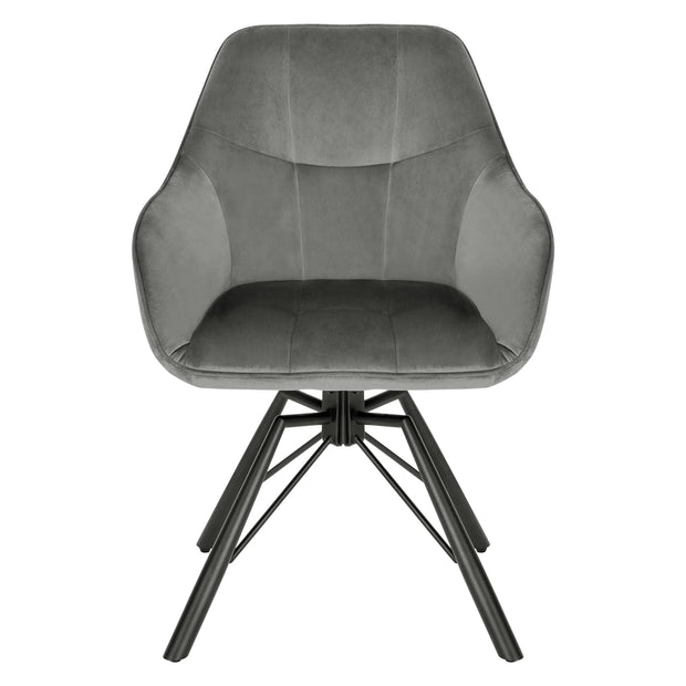 Chair - Dining Chair - Swivel Dining Chair - Ergonomic - Dining Chair with Armrests - Comfortable - Upholstered Kitchen Chair - Velvet Seat - 360° Rotation - Modern Design - 58.5x54.5x82.5cm - Dark Gray Velvet