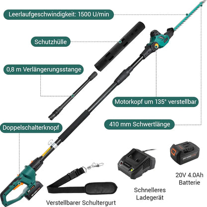 Heggenschaar – Telescoopheggenschaar – Accu Heggenschaar – Elektrische Haagschaar – Snoeigereedschap – 45 cm Snijlengte – 20V Lithium-ion Accu
