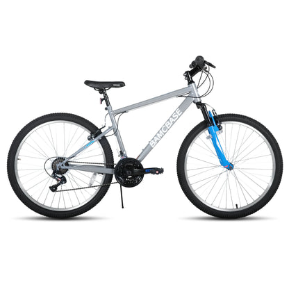 HILAND 26 27 Inch Mountain Bike, Mens Womens MTB with 18 Speeds, High-Tensile Steel Frame, V Brake, Hardtail Bicycle for Adults