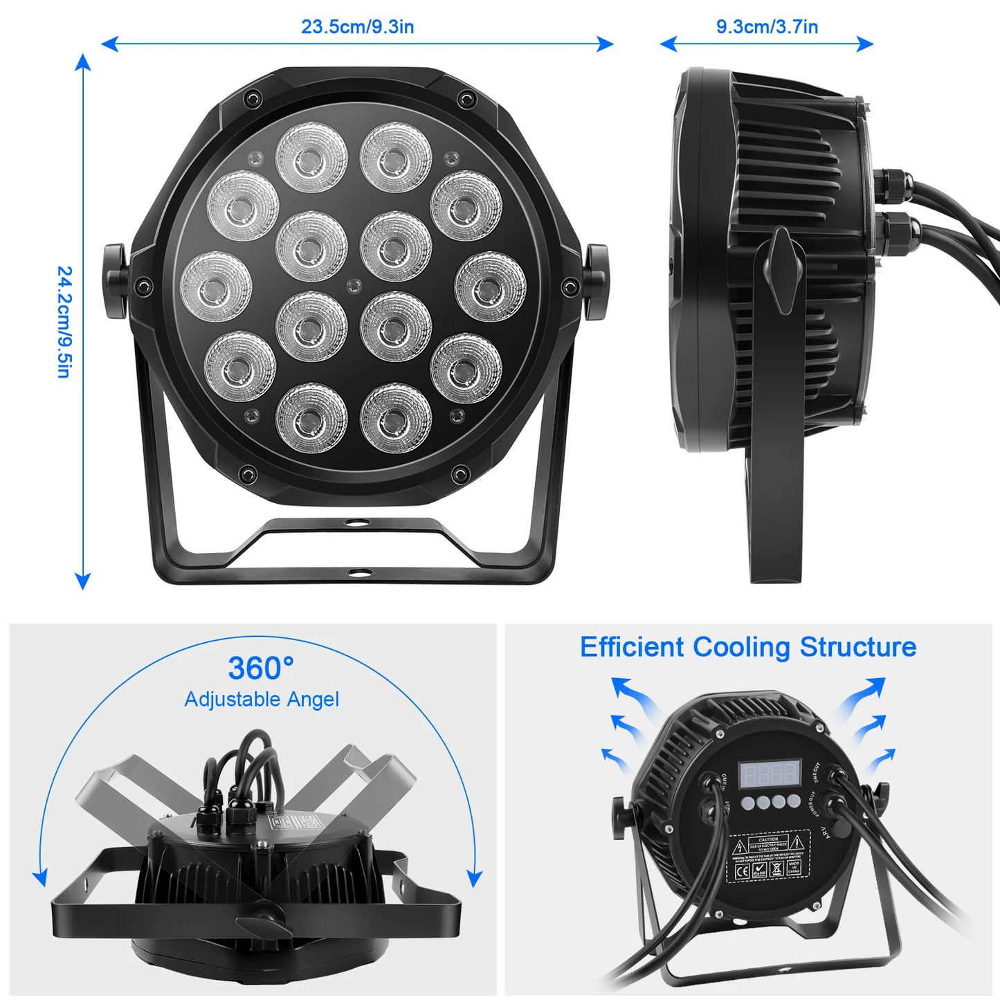 Waterdichte RGBW LED Par Verlichting – LED Stage Light – DJ Licht – Podium Lamp – RGBW Par Lamp – Set van 4 – IP65 Waterbestendig – 14x10W LEDs met DMX512 bediening