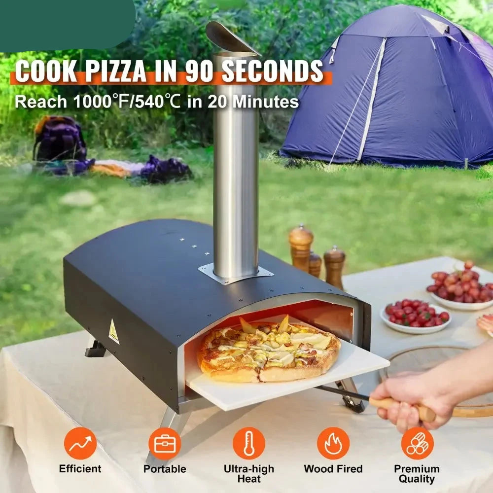 Buiten Pizza Oven - Pizza Oven - 12 Inch - 1000°F Hitte - Houtpellet - en Houtskool - Voor Buiten Koken - Camping - Tuin - met Pizzasteen