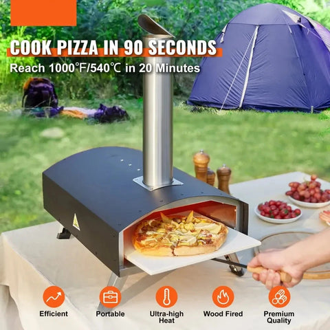 Pizzaoven - Pizzaovens voor buiten - 12 Inch Pizzaoven - Pellet Pizza oven - Duurzaam - Pizzaoven voor buiten - Pizza Oven Houtgestookte - Pizza Oven Tuin - Draagbaar - RVS - Zwar