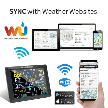Weerstation – Hygrometer – Thermometer – Luchtvochtigheidsmeter – Buitensensor – Draadloos – Solar-Powered – Kleurendisplay