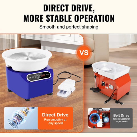 Draaiplateau - Draaischijf Pottenbakken - Draaischijf - Pottenbakken Draaischijf - Pottenbakkersschijf - Elektrische Pottenbakkers Draaischijf - 350W - 10inch - Keramiek aardewerk wiel - voor Aardewerk Direct Drive DIY Art Craft - Blauw