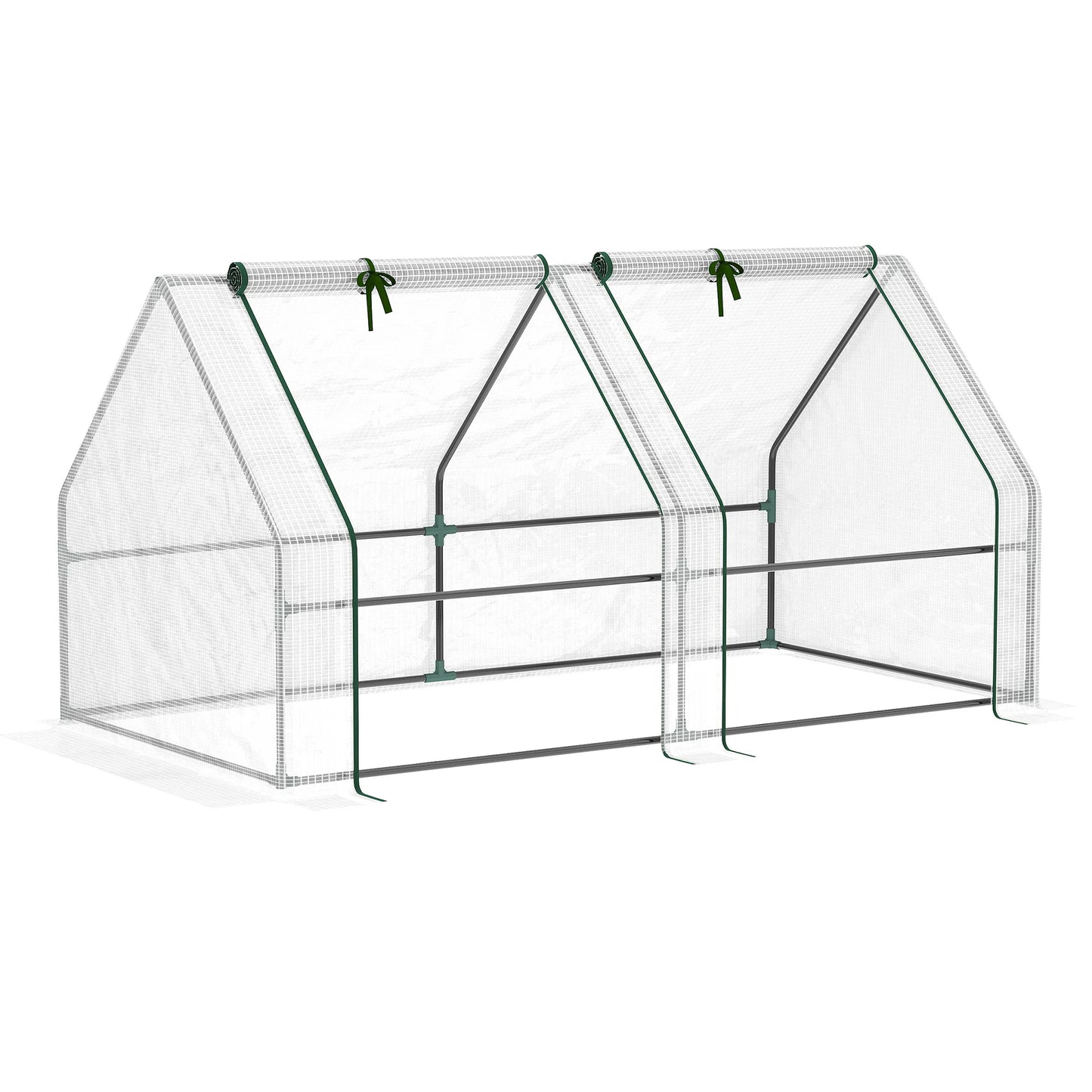 Miniserre - Kweekkas - Stevig metalen frame - 180x90x90 cm - Waterdichte Foliekas - met Ritsdeuren - Voor Terras - Balkon & Tuin - QUORE