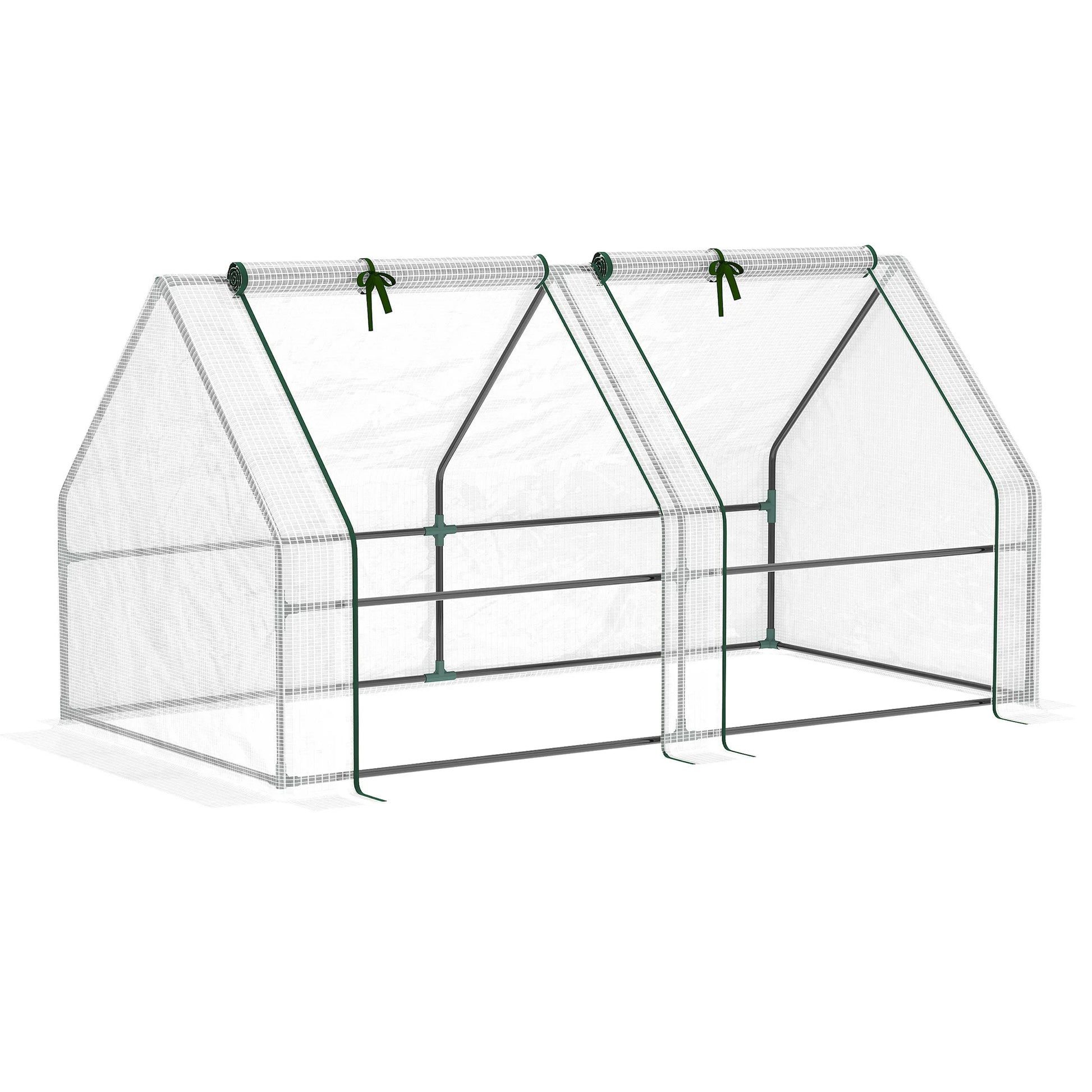Miniserre - Kweekkas - Stevig metalen frame - 180x90x90 cm - Waterdichte Foliekas - met Ritsdeuren - Voor Terras - Balkon & Tuin - QUORE