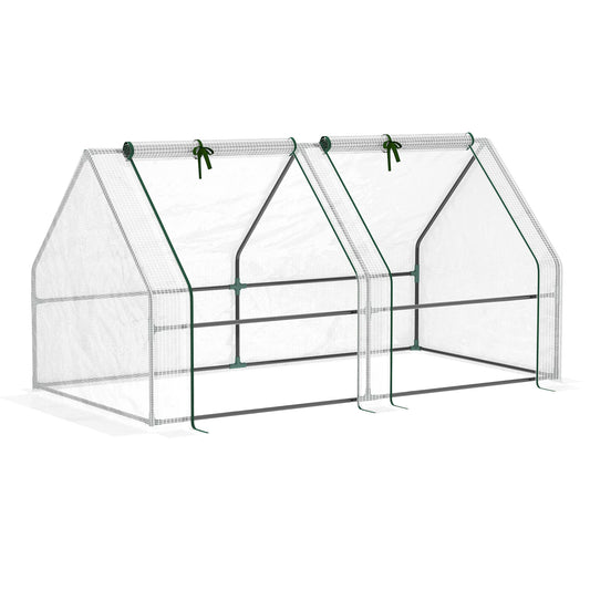 Miniserre - Kweekkas - Stevig metalen frame - 180x90x90 cm - Waterdichte Foliekas - met Ritsdeuren - Voor Terras - Balkon & Tuin - QUORE