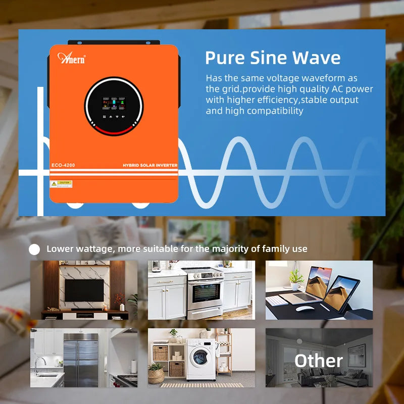 Hybride Zonne-Energie Omvormer – Zonnepaneel Omvormer – Mppt Omvormer – Solar Inverter – Off-Grid Omvormer – 12V 24V 48V Systeem – Max 500V Input – Ingebouwde 120A Mppt-Lader