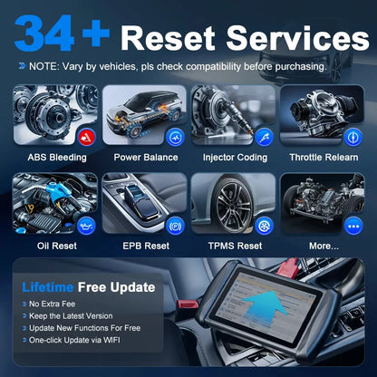 Auto Diagnoseapparaat – OBD Scanner – Voertuig Diagnosetool – Auto Scanner – 34+ Resetfuncties – 7-Inch Touchscreen - QUORE