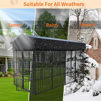 Hondenkennel - 64.9” - Hondenkooi - Heavy Duty Hondenkennel - Pet Gecamoufleerde -  Draadkooi - Grote Dierenkooi - Buiten Binnen - Waterdichte Oxford Stof - Klein - Gegalvaniseerde Metalen - QUORE