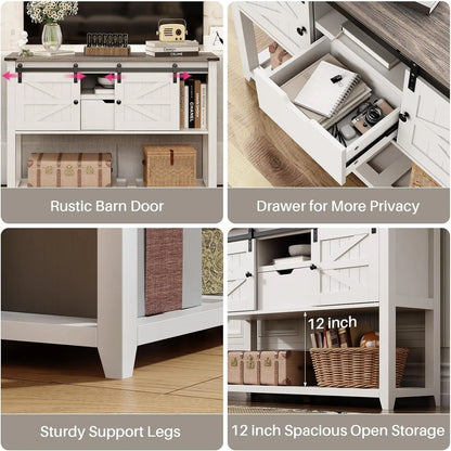 Consoletafel – Entreetafel – Opbergkast – Buffetkast – Houtnerf – Schuifdeuren – Veel Opbergruimte - 46 x 14.1 x 31.6 in - Walnoot Wit
