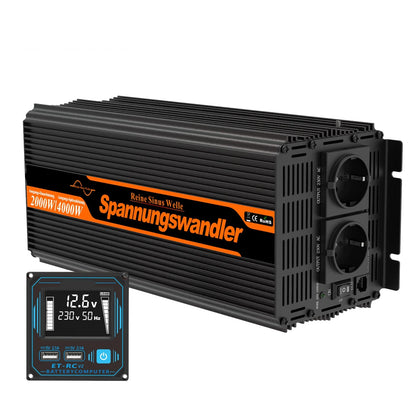 Zuivere Sinusgolf Omvormer – Power Inverter – Spanningsomzetter – 12V Naar 220V – 1500W – USB Uitgang – Geavanceerde Beveiliging - QUORE
