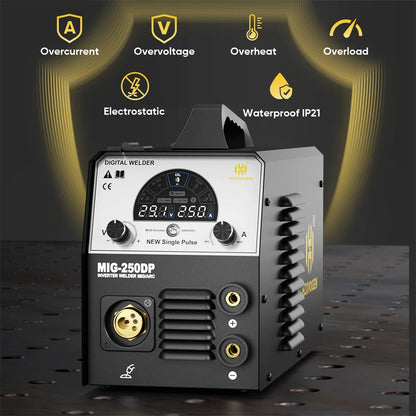 MIG250DP Lasmachine – Miglasapparaat – Lasapparaat – Draadvoedingsmachine – Metaallasmachine – Automatische Draadvoeding – Lichtgewicht Compact Design