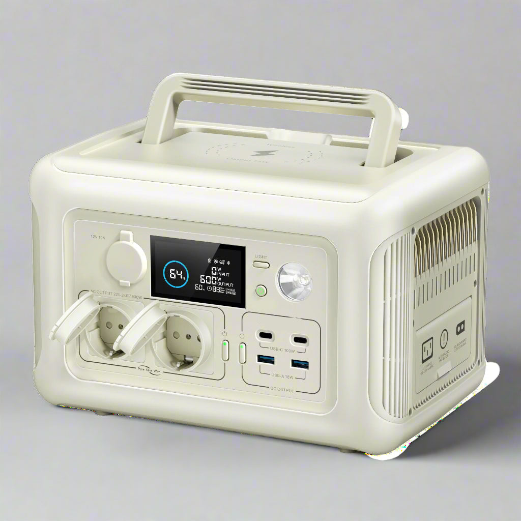 Powerstation - Stroomgenerator - Mini-Generator - Draagbare - met AC Stopcontacten - LiFePO4 Batterij - voor Thuis - Tenten - Buiten - Kamperen - 299Wh - 600W - Wit