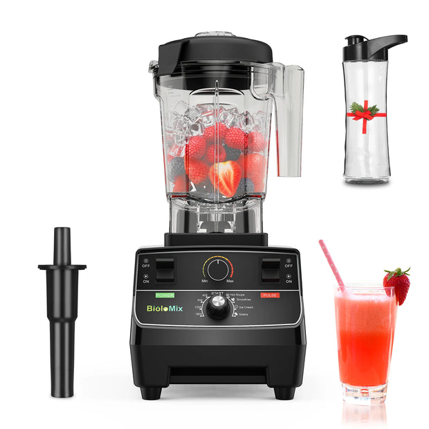 BioloMix 2200W Professional Smart Timer Pre-programmed Blender, 2L round jar, Mixer Juicer Food Processor Ice Smoothies Crusher