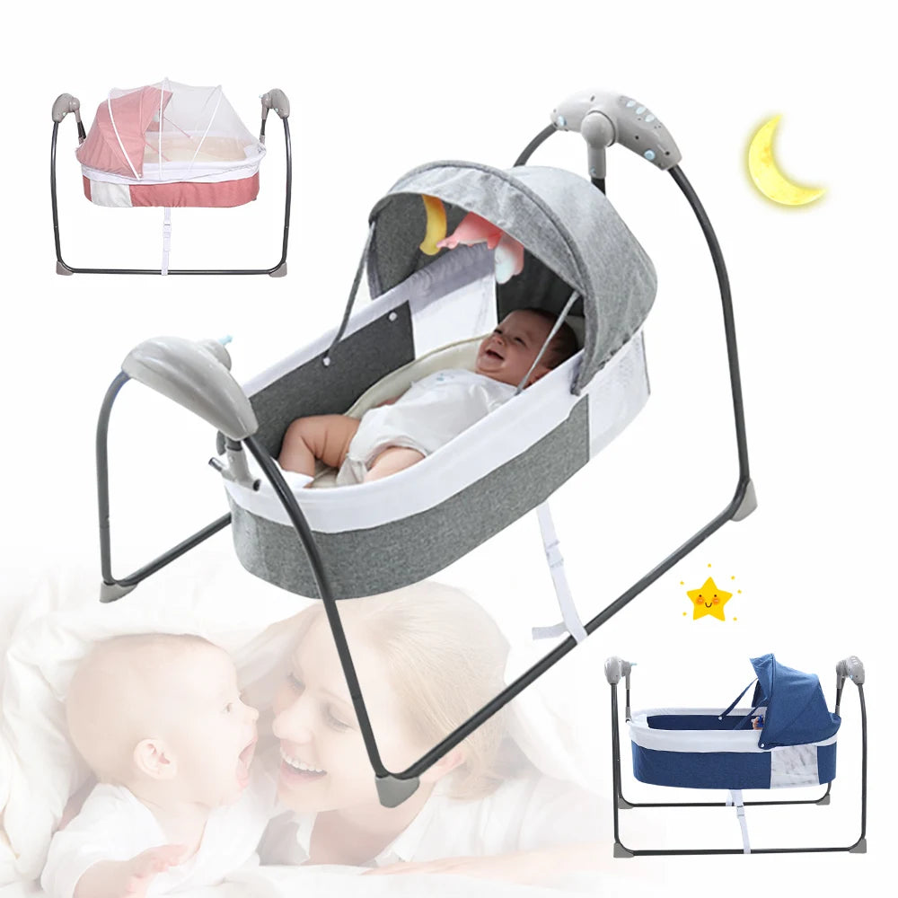 Babybed - Babywieg - Schommelbed baby - Co sleeper - Tot 18kg - 3 Snelheden - Grijs - QUORE