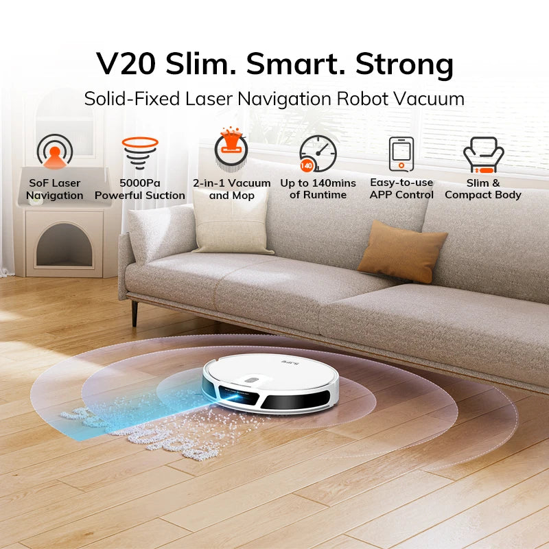 Draadloze Robotstofzuiger – Robotstofzuiger – Robotstofzuiger Met Wisfunctie – Robot Cleaner – Stofzuigrobot – Nat- En Droogfunctie – Lange Batterijduur 2,5 Uur