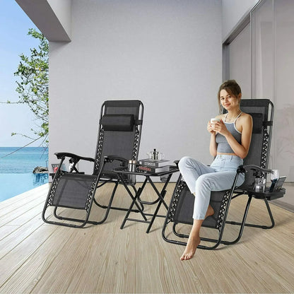 Ligstoel - Tuinstoel - Ligstoel Tuin - Verstelbare Tuinstoel - Standenstoel - Set van 2 - Opvouwbare - Zero Gravity Stoelen –  Set voor Binnen & Buiten Grijs